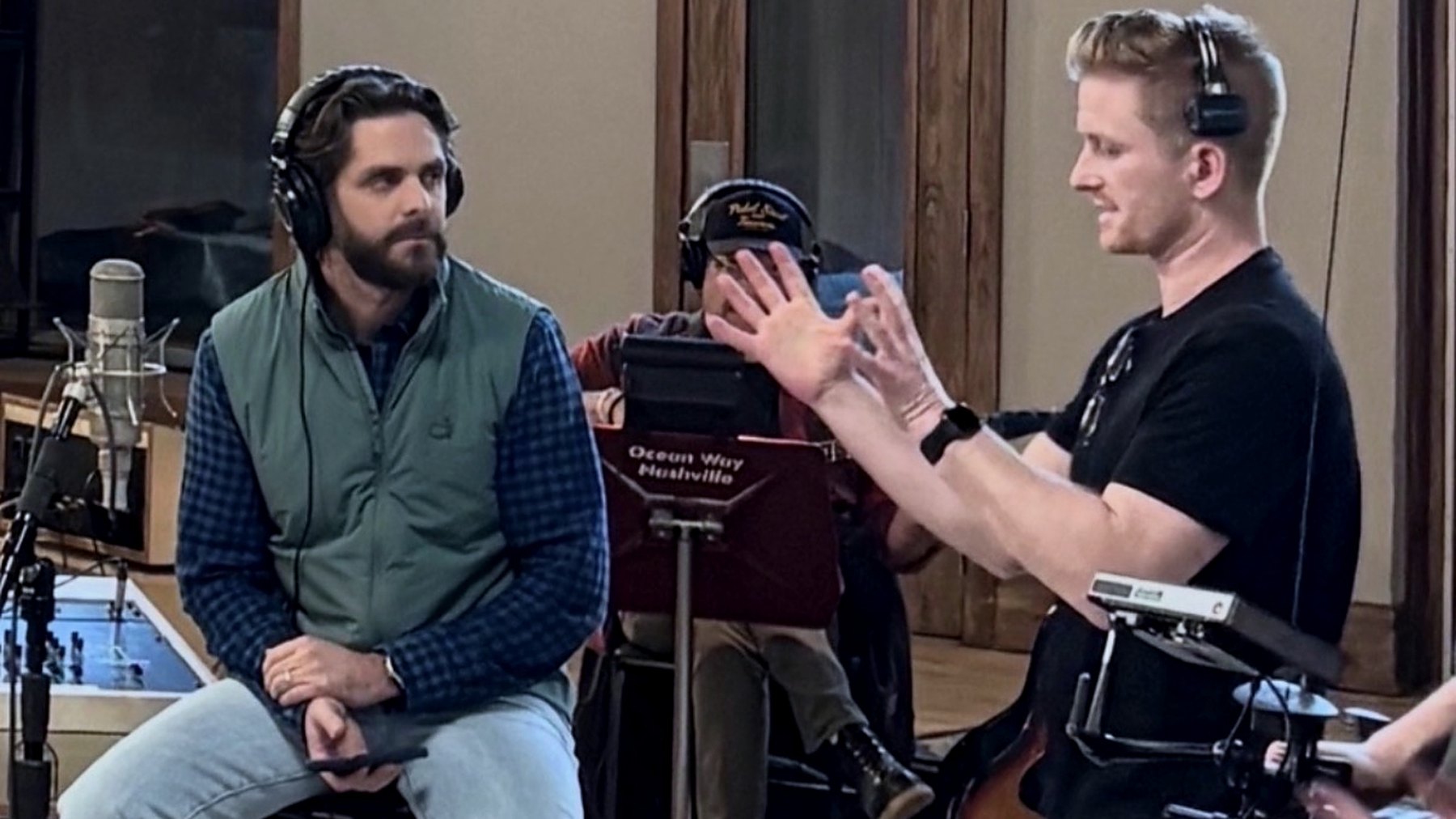 Patrick Westwater directing Thomas Rhett at Ocean Way Nashville